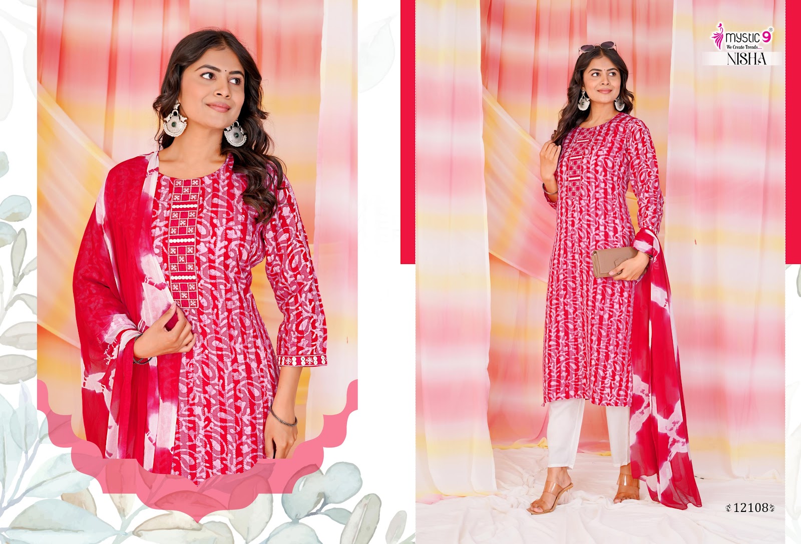 Nisha Vol 12 Mystic 9 Cotton Readymade Pant Style Suits Wholesale