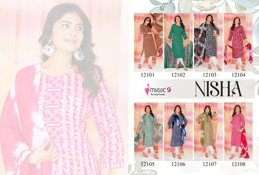 Nisha Vol 12 Mystic 9 Cotton Readymade Pant Style Suits Wholesale