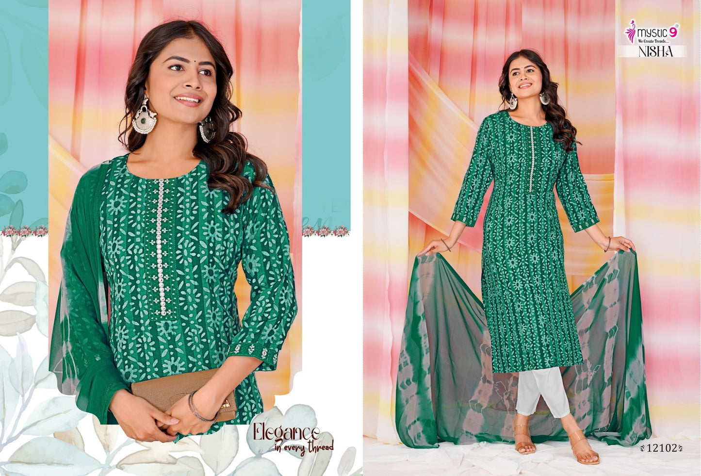 Nisha Vol 12 Mystic 9 Cotton Readymade Pant Style Suits Wholesale