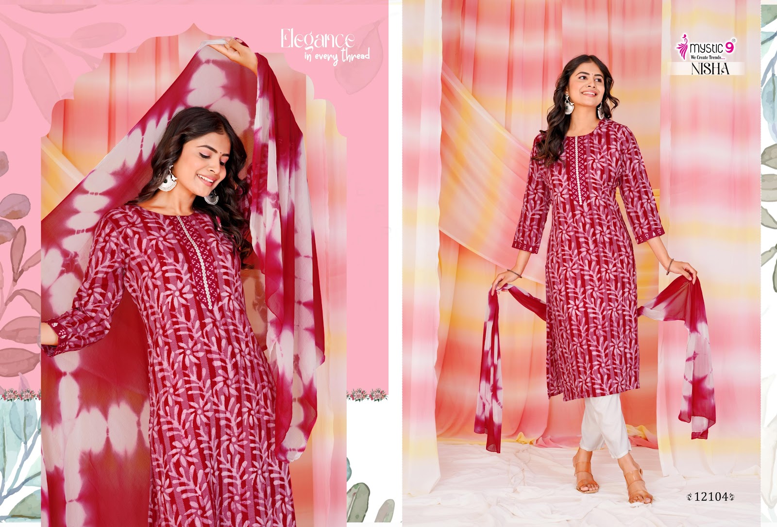 Nisha Vol 12 Mystic 9 Cotton Readymade Pant Style Suits Wholesale