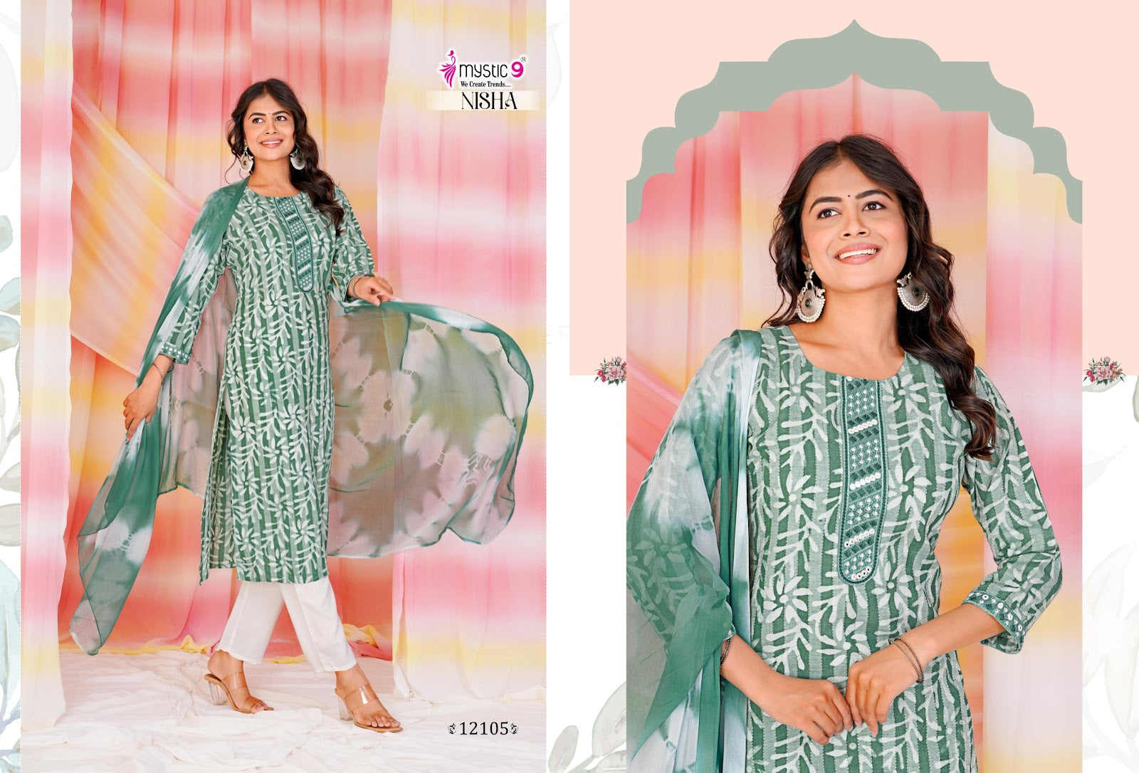 Nisha Vol 12 Mystic 9 Cotton Readymade Pant Style Suits Wholesale