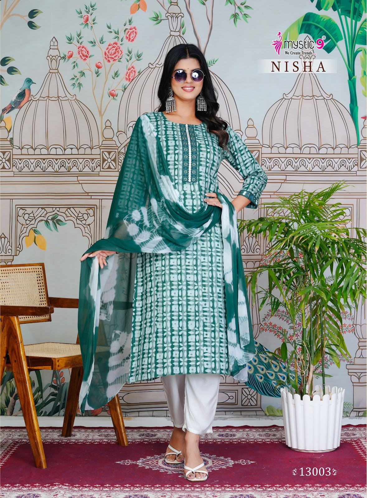 Nisha Vol 13 Mystic 9 Cotton Readymade Pant Style Suits Supplier India