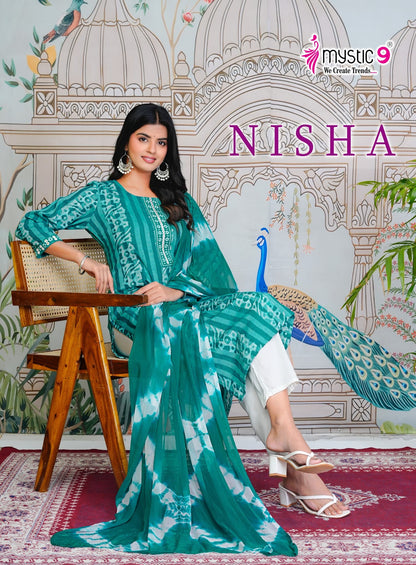 Nisha Vol 13 Mystic 9 Cotton Readymade Pant Style Suits Supplier India