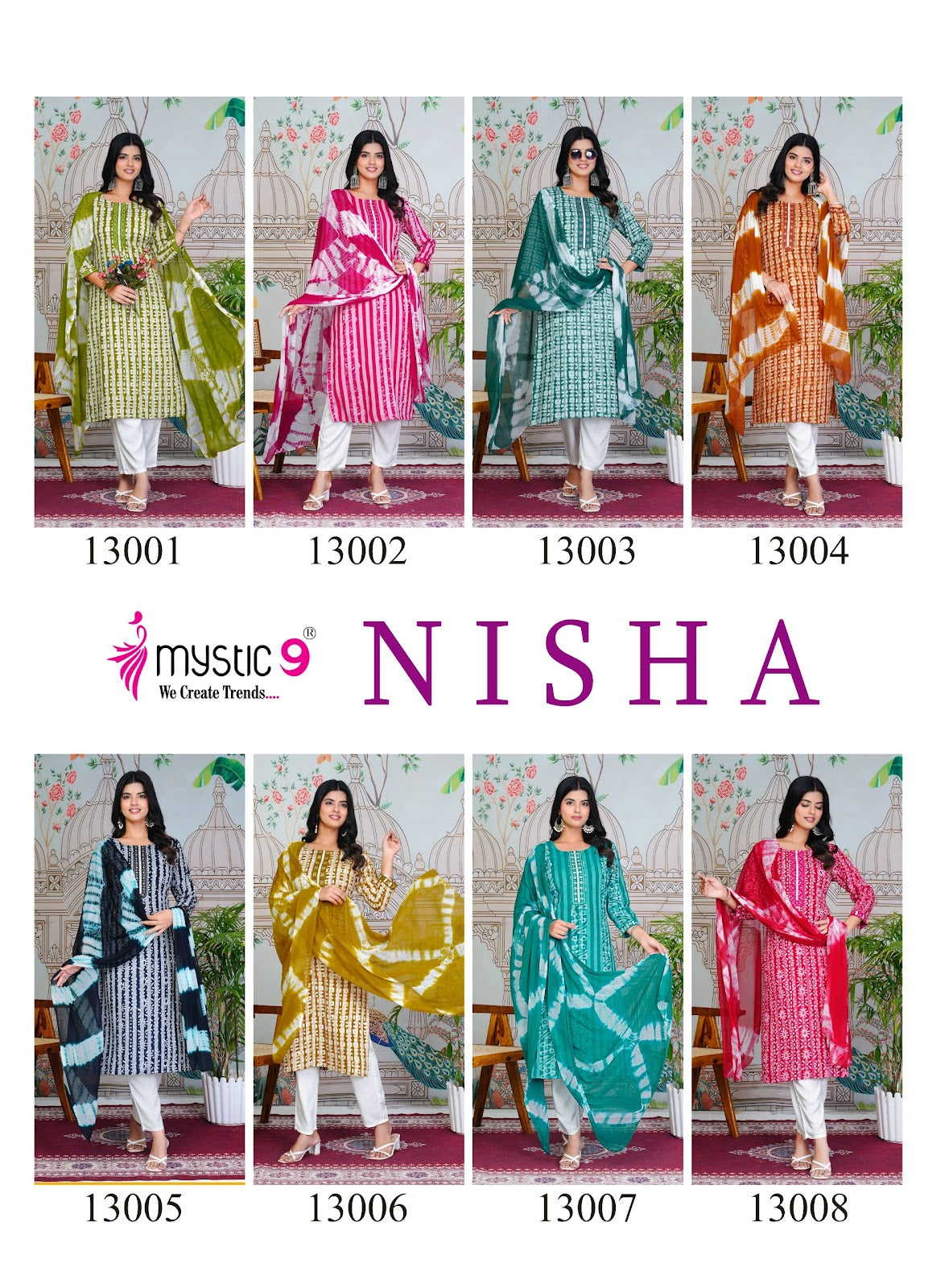 Nisha Vol 13 Mystic 9 Cotton Readymade Pant Style Suits Supplier India