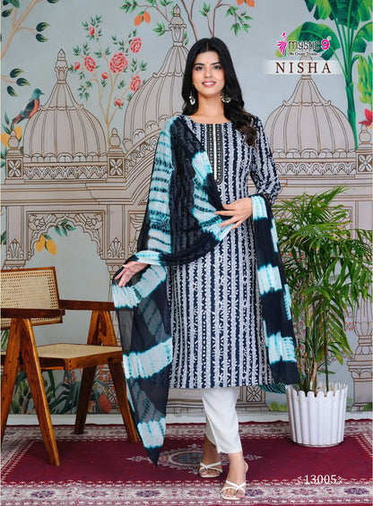 Nisha Vol 13 Mystic 9 Cotton Readymade Pant Style Suits Supplier India