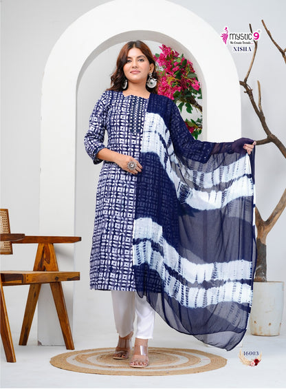 Nisha Vol 16 Mystic 9 Cotton Readymade Pant Style Suits Wholesale