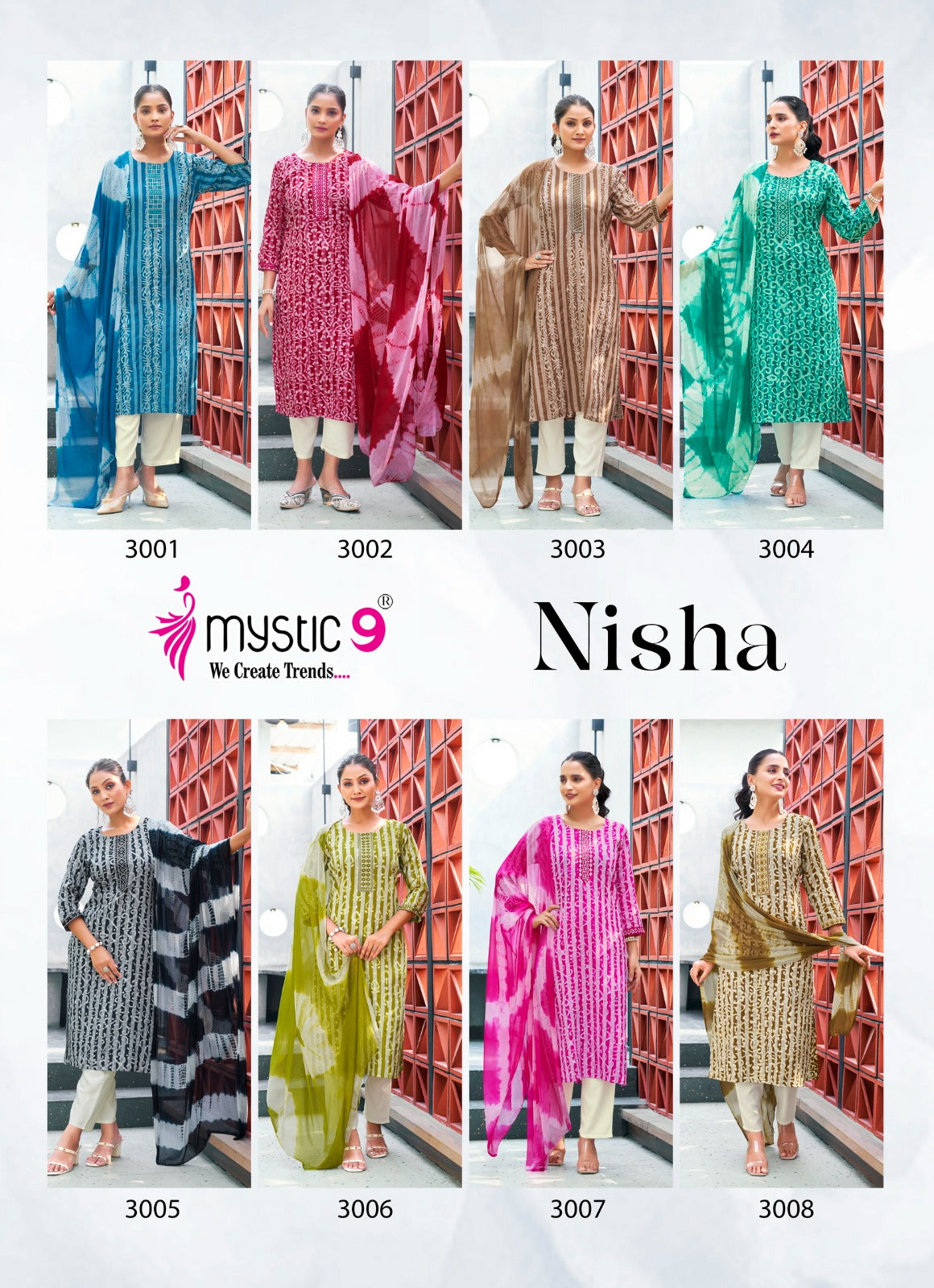 Nisha Vol 3 Mystic 9 Cotton Readymade Pant Style Suits Exporter Ahmedabad