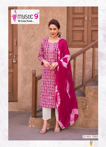 Nisha Vol 7 Mystic 9 Cotton Readymade Pant Style Suits Exporter Ahmedabad