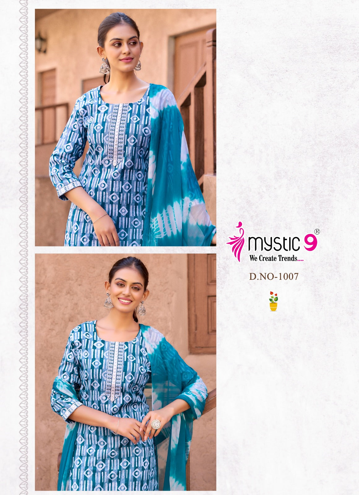 Nisha Vol 7 Mystic 9 Cotton Readymade Pant Style Suits Exporter Ahmedabad