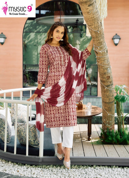 Nisha Vol 9 Mystic 9 Dobby Readymade Pant Style Suits Wholesaler