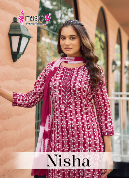 Nisha Vol 9 Mystic 9 Dobby Readymade Pant Style Suits Wholesaler