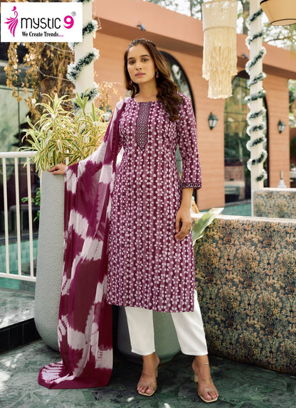 Nisha Vol 9 Mystic 9 Dobby Readymade Pant Style Suits Wholesaler