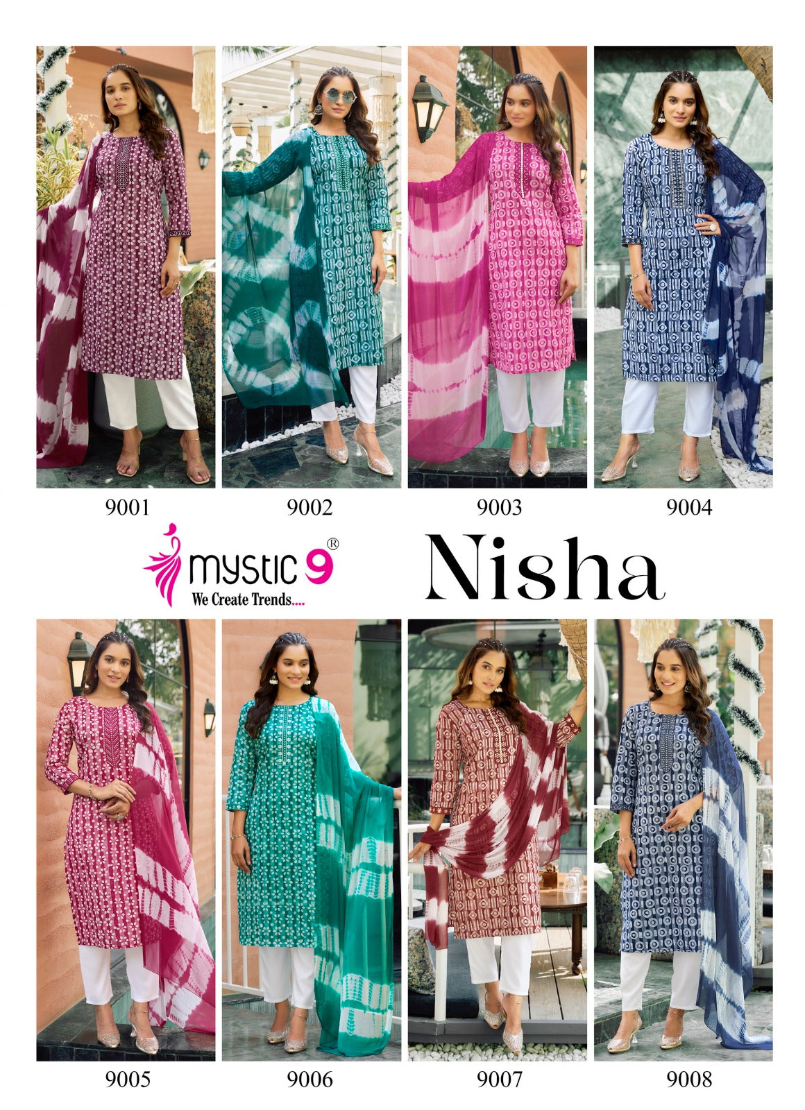 Nisha Vol 9 Mystic 9 Dobby Readymade Pant Style Suits Wholesaler