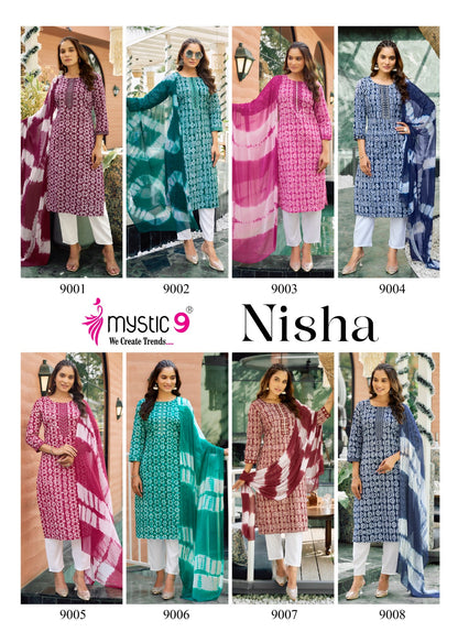 Nisha Vol 9 Mystic 9 Dobby Readymade Pant Style Suits Wholesaler