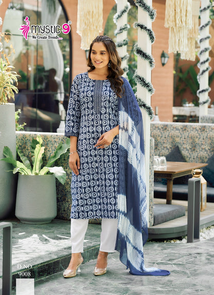 Nisha Vol 9 Mystic 9 Dobby Readymade Pant Style Suits Wholesaler