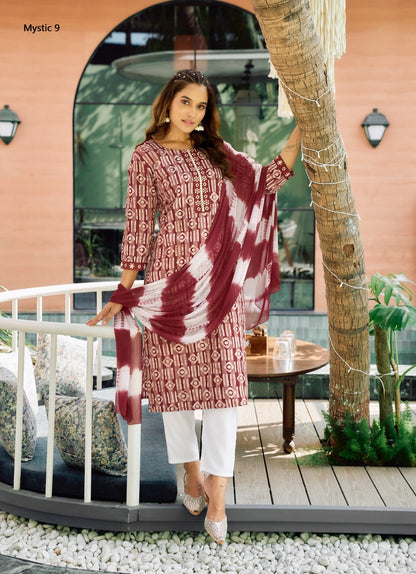 Nisha Vol 9 Mystic 9 Dobby Readymade Pant Style Suits Wholesaler