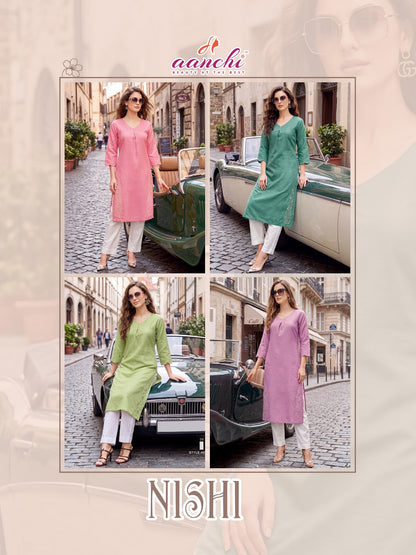 Nishi Aanchi Vatican Straight Cut Kurtis Manufacturer Gujarat