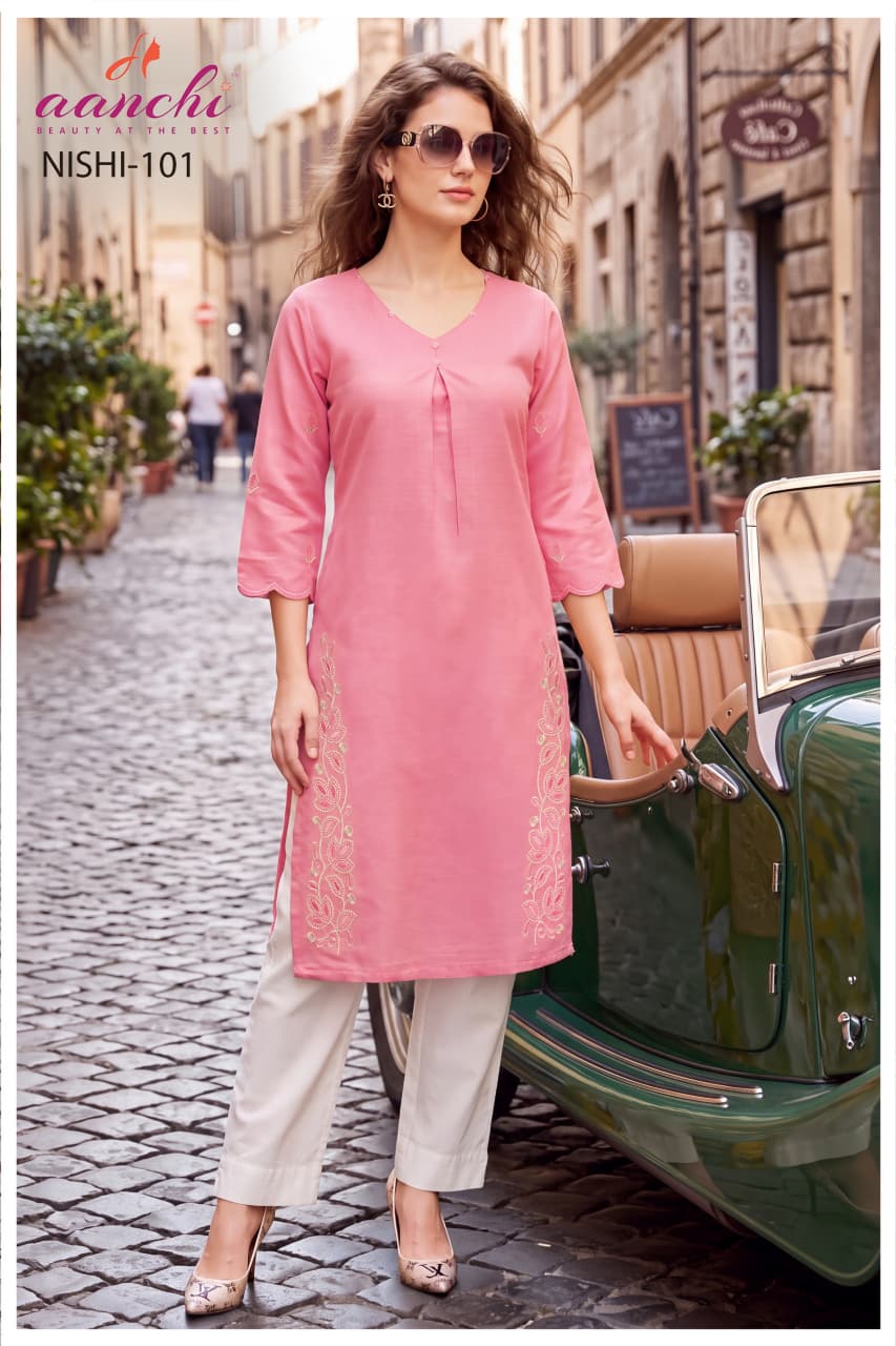 Nishi Aanchi Vatican Straight Cut Kurtis Manufacturer Gujarat