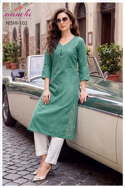 Nishi Aanchi Vatican Straight Cut Kurtis Manufacturer Gujarat