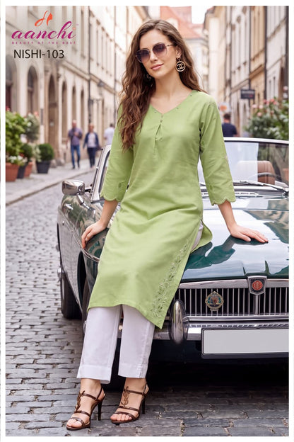 Nishi Aanchi Vatican Straight Cut Kurtis Manufacturer Gujarat