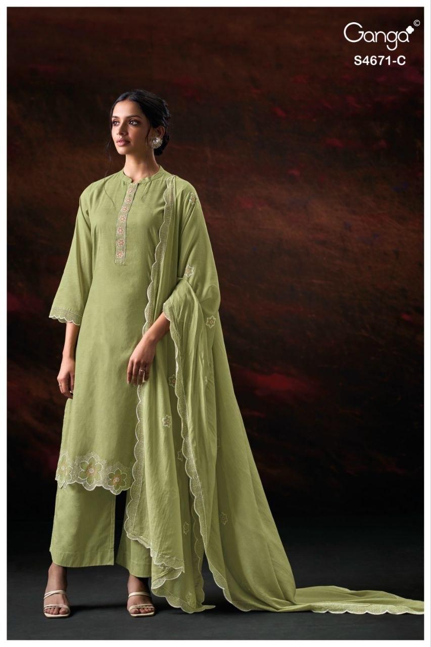Nishira 4671 Ganga Bemberg Plazzo Style Suits Exporter India