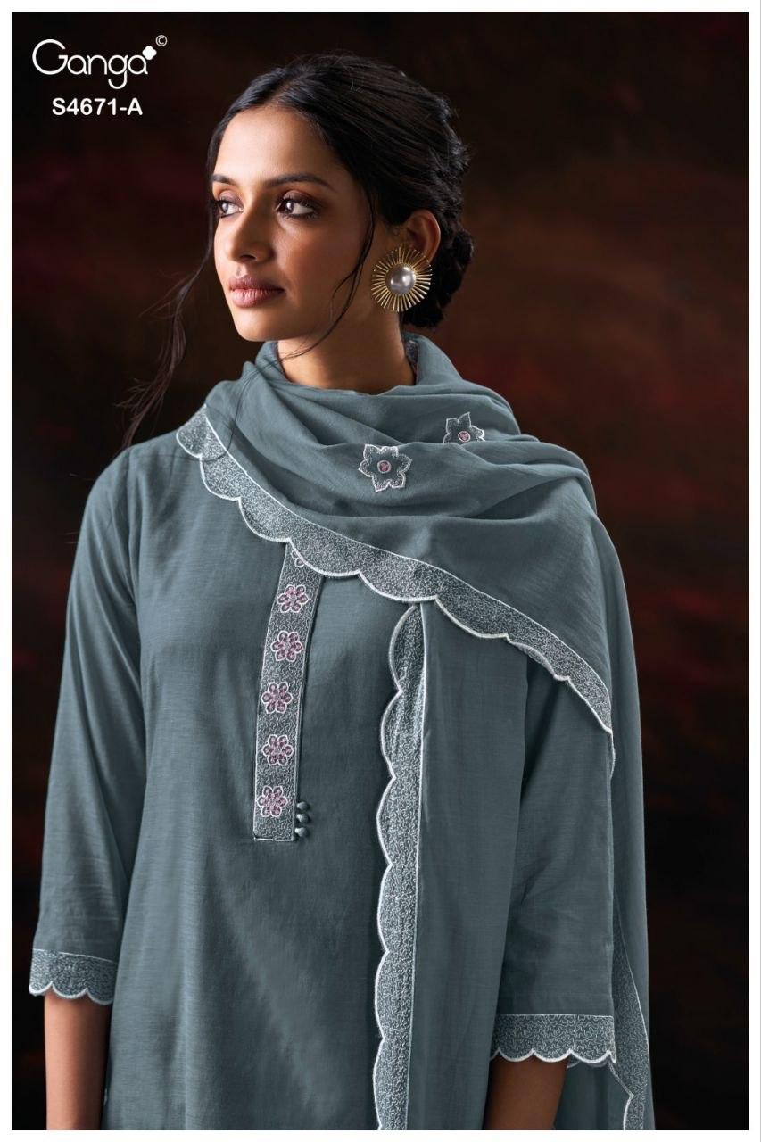 Nishira 4671 Ganga Bemberg Plazzo Style Suits Exporter India