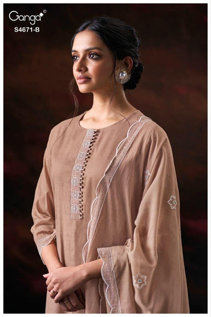 Nishira 4671 Ganga Bemberg Plazzo Style Suits Exporter India
