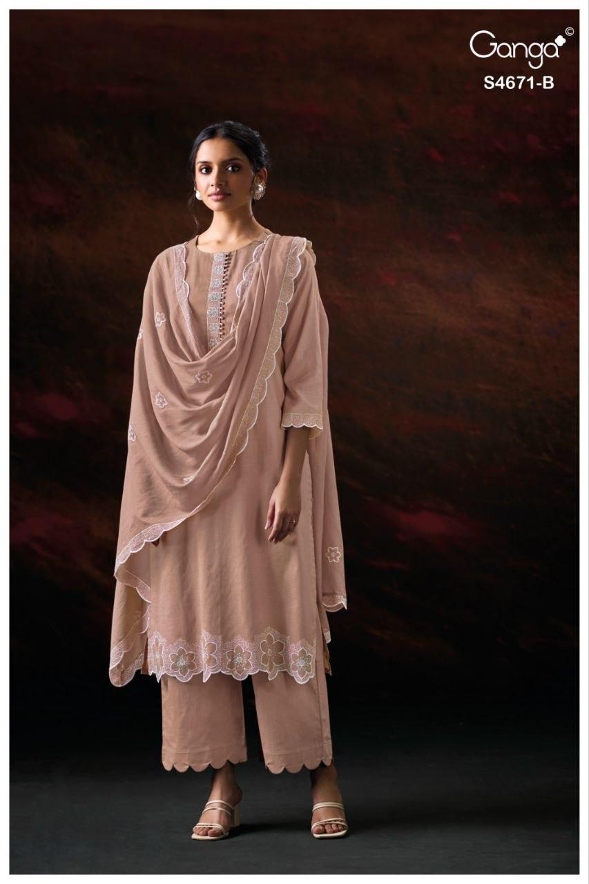 Nishira 4671 Ganga Bemberg Plazzo Style Suits Exporter India