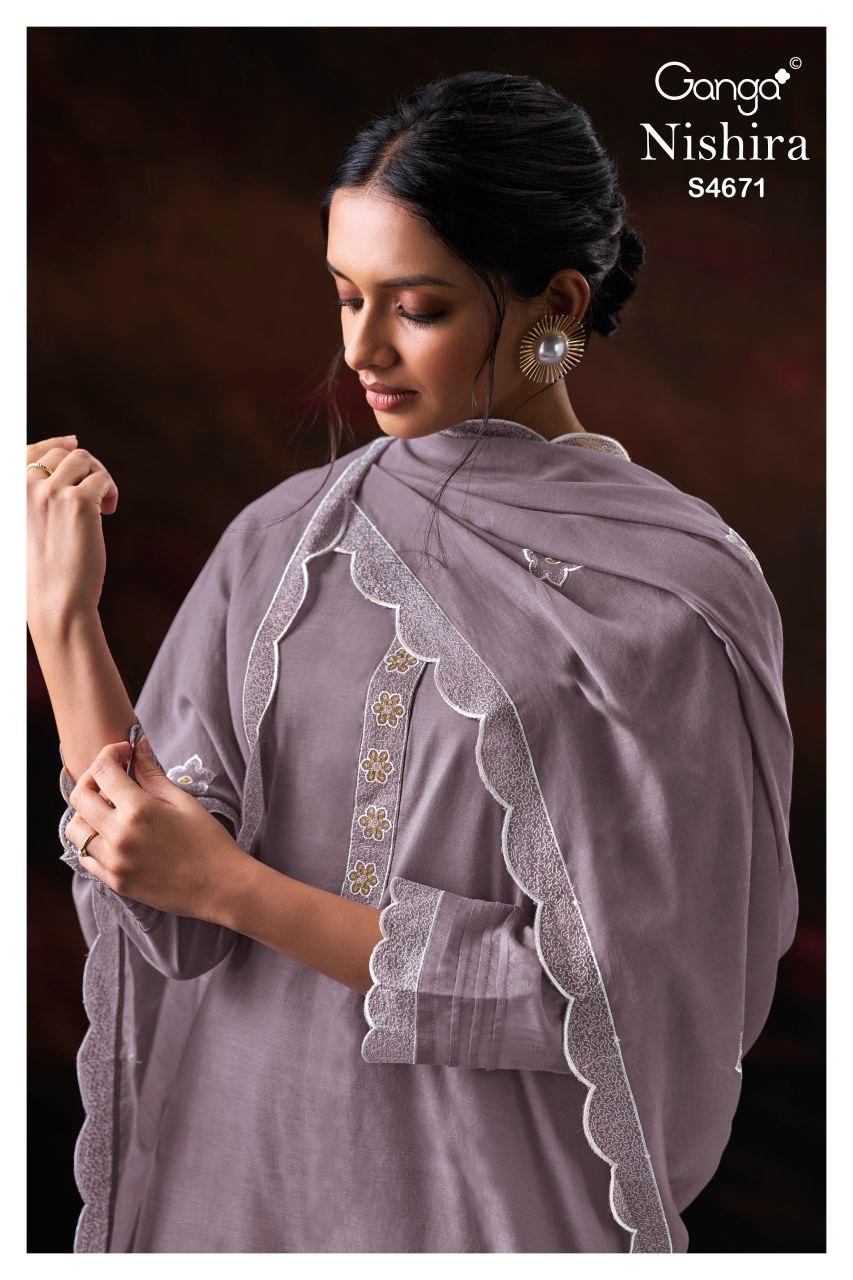 Nishira 4671 Ganga Bemberg Plazzo Style Suits Exporter India