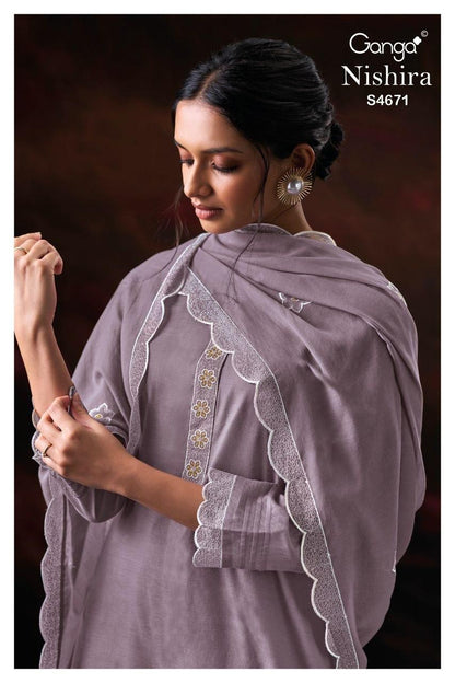 Nishira 4671 Ganga Bemberg Plazzo Style Suits Exporter India