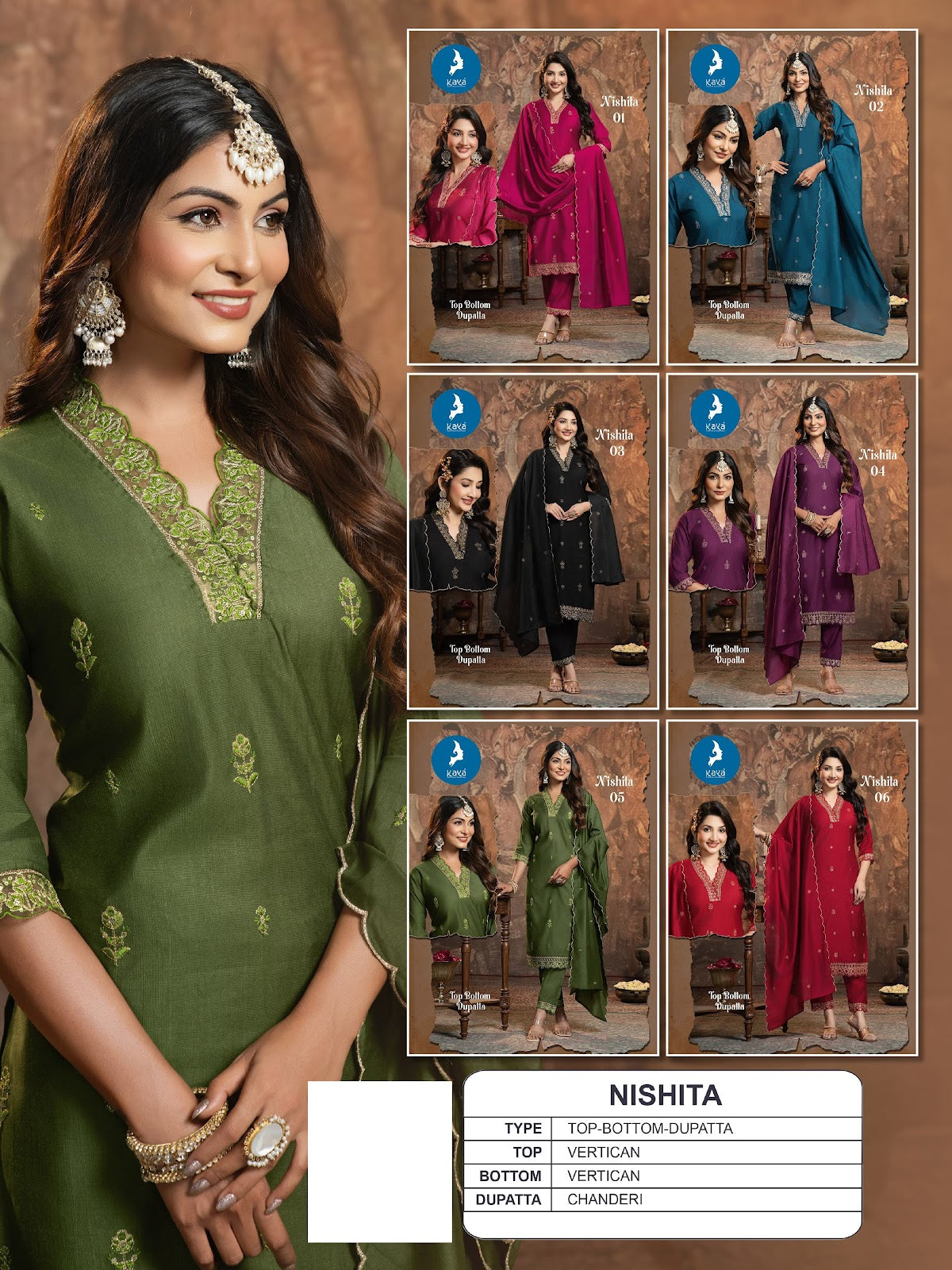 Nishita Kaya Vertican Readymade Pant Style Suits Exporter India