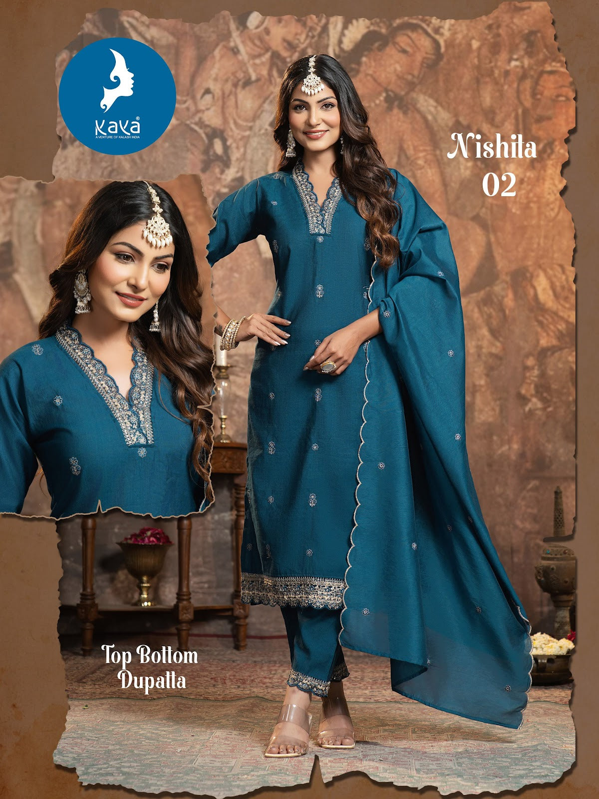 Nishita Kaya Vertican Readymade Pant Style Suits Exporter India