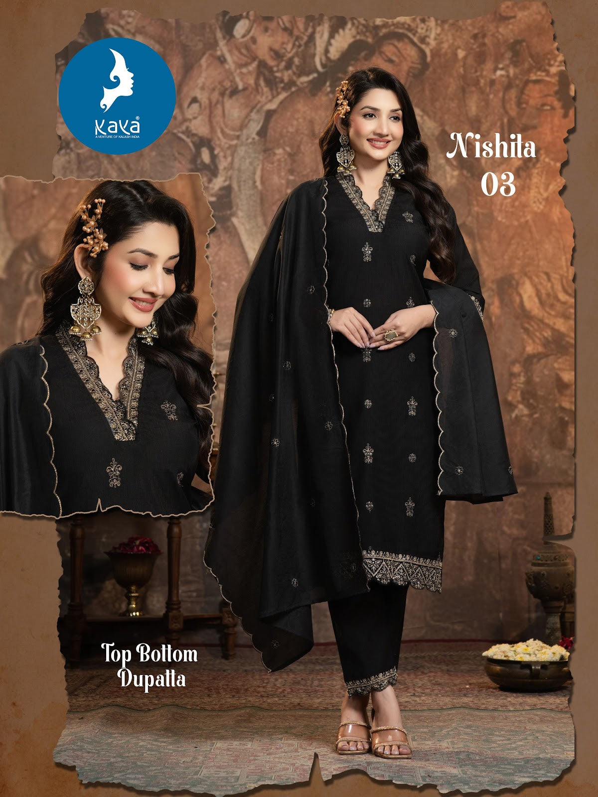 Nishita Kaya Vertican Readymade Pant Style Suits Exporter India