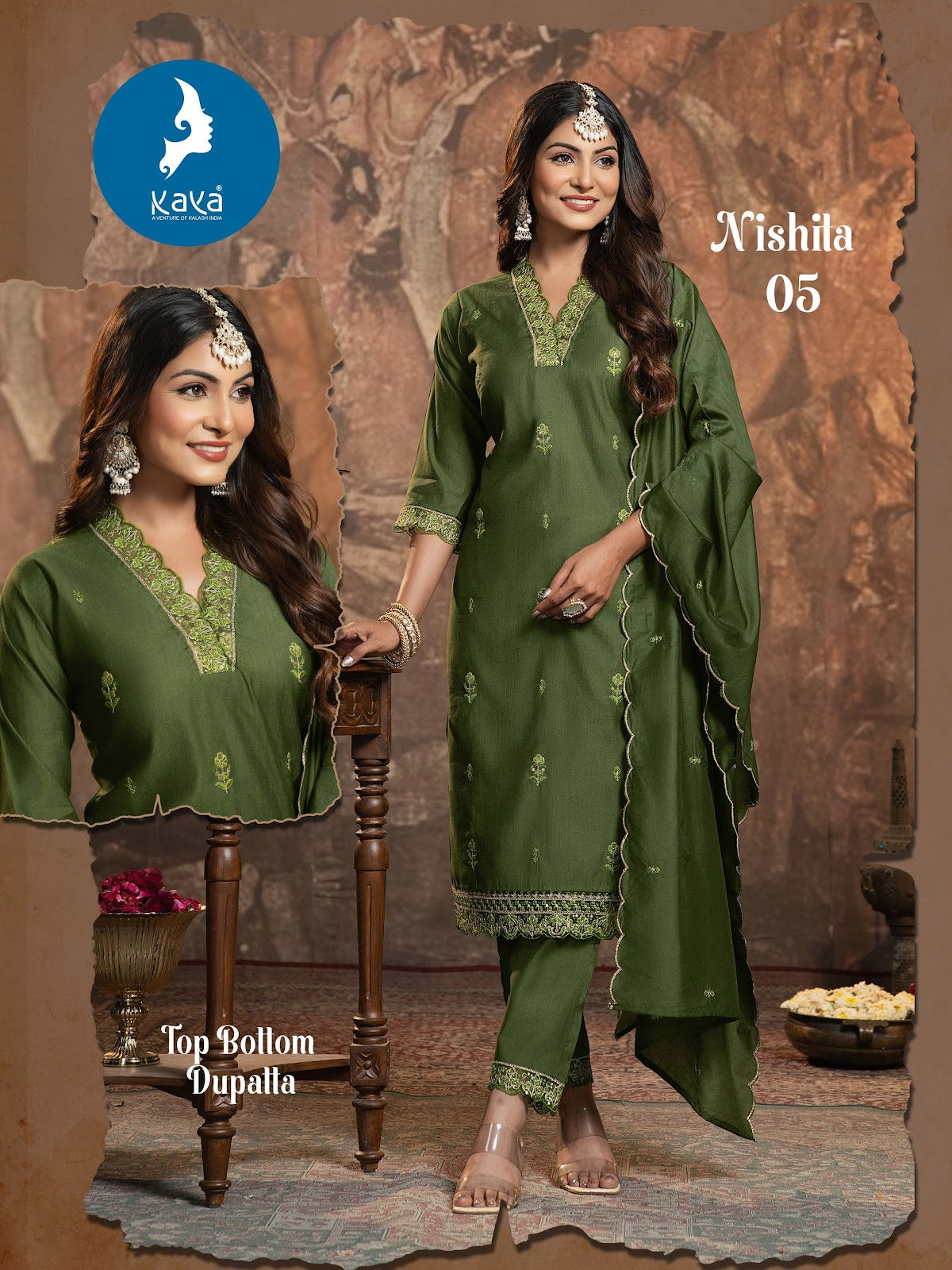 Nishita Kaya Vertican Readymade Pant Style Suits Exporter India