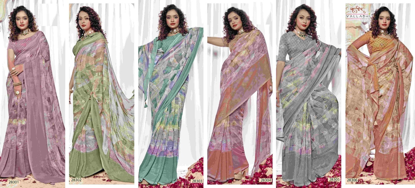Nishka Vallabhi Prints Georgette Sarees Exporter Gujarat
