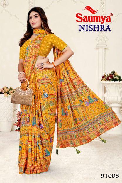 Nishra Saumya Dull Moss Sarees Supplier India