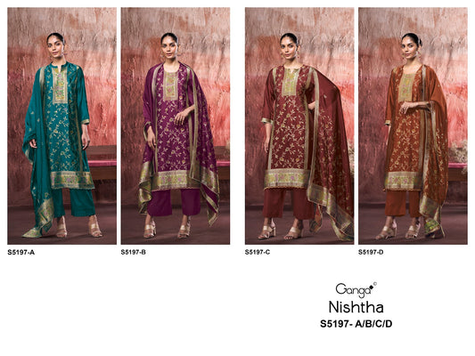 Nishtha S5197 Ganga Woven Silk Plazzo Style Suits Wholesale