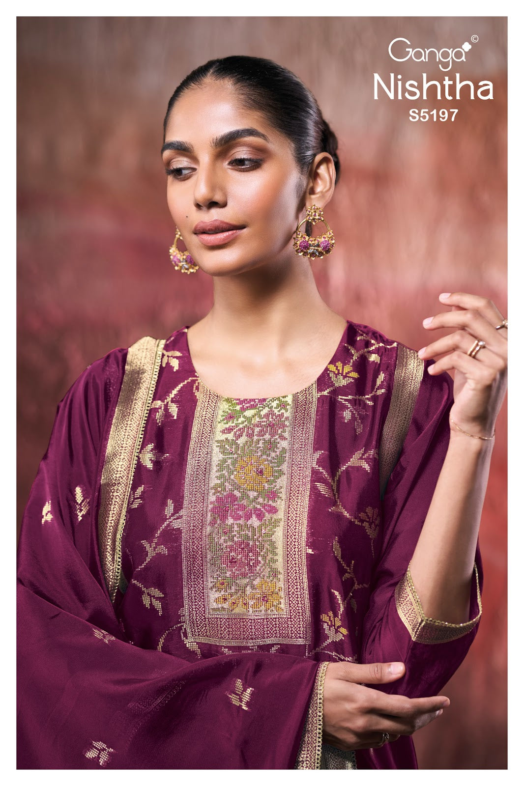 Nishtha S5197 Ganga Woven Silk Plazzo Style Suits Wholesale