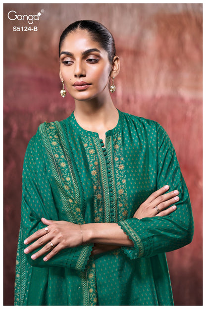 Nitanshi S5124 Ganga Russian Silk Plazzo Style Suits Wholesaler Ahmedabad