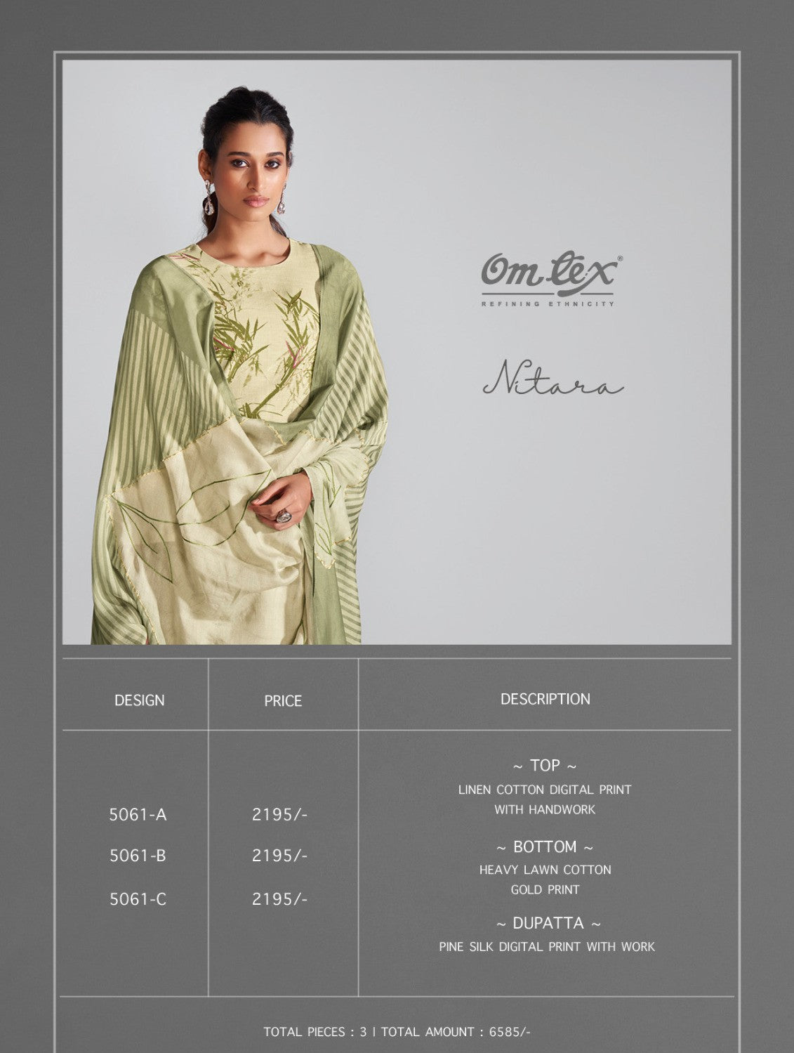 Nitara Omtex Lawn Cotton Pant Style Suits
