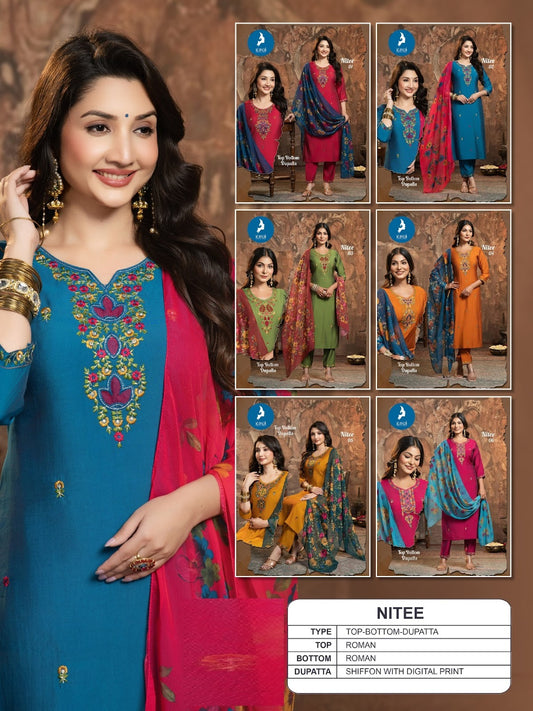 Nitee Kaya Roman Readymade Pant Style Suits Supplier India
