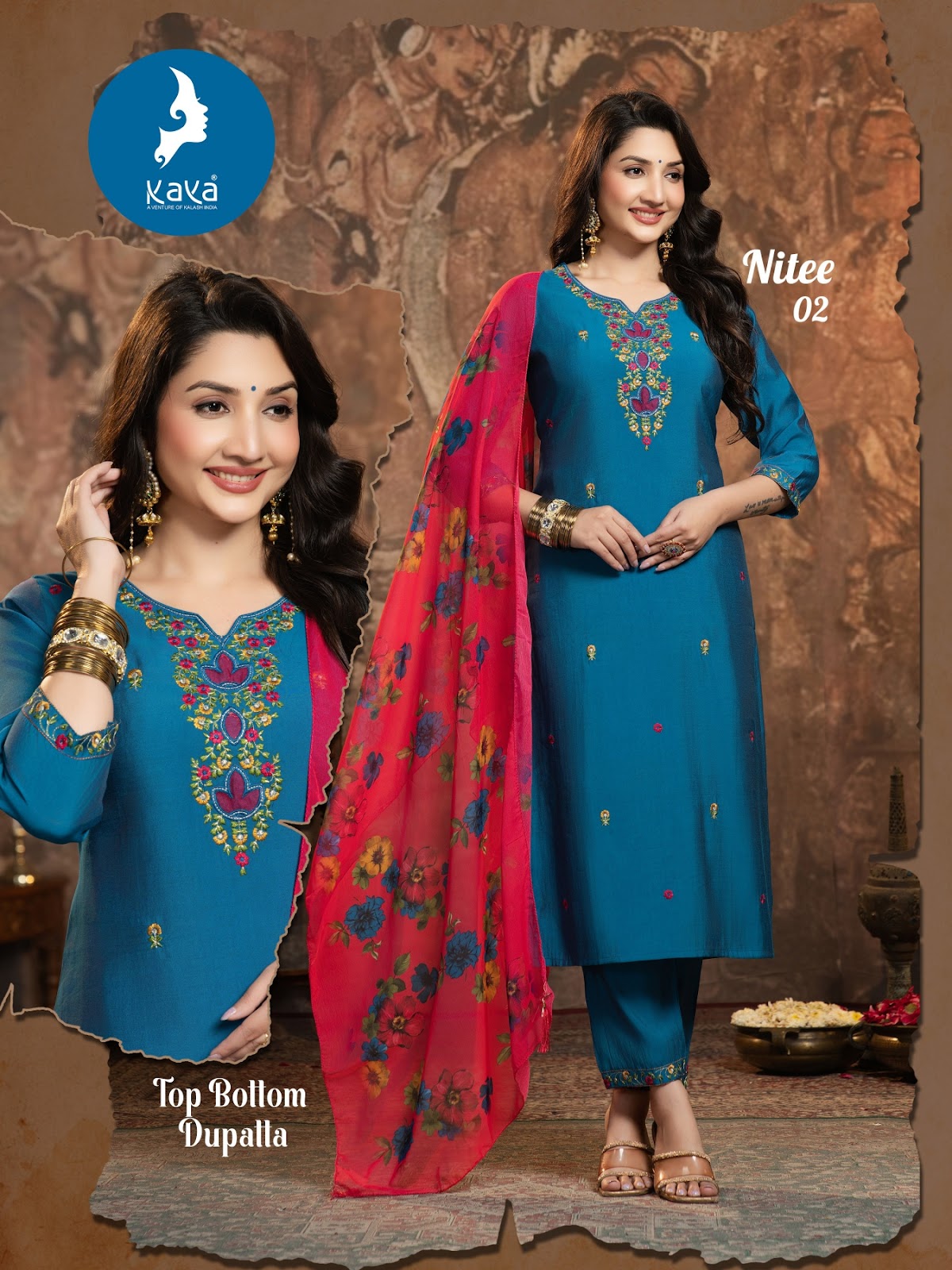 Nitee Kaya Roman Readymade Pant Style Suits Supplier India