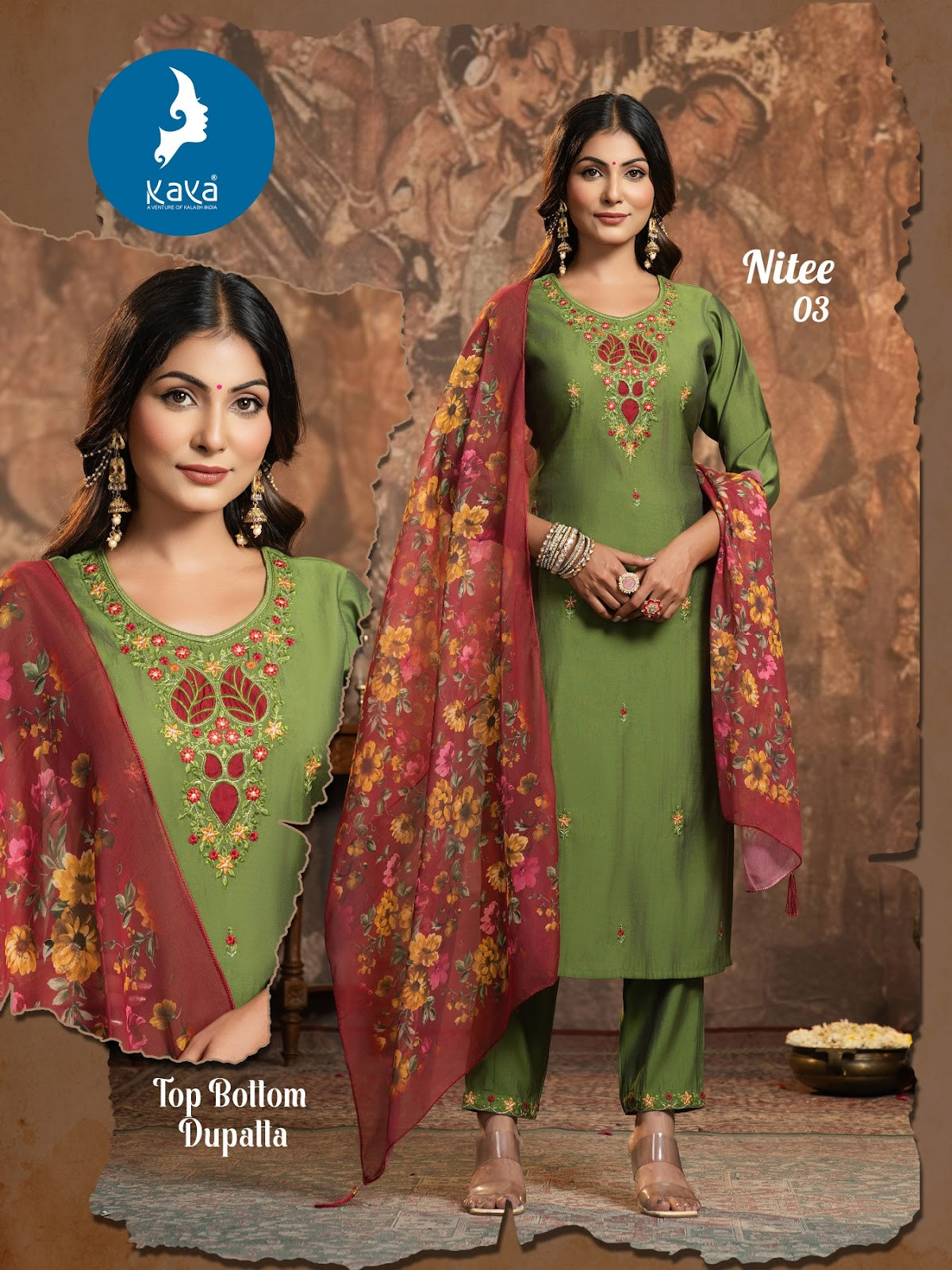 Nitee Kaya Roman Readymade Pant Style Suits Supplier India