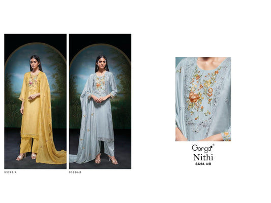 Nithi 3288 Ganga Premium Silk Plazzo Style Suits Wholesale