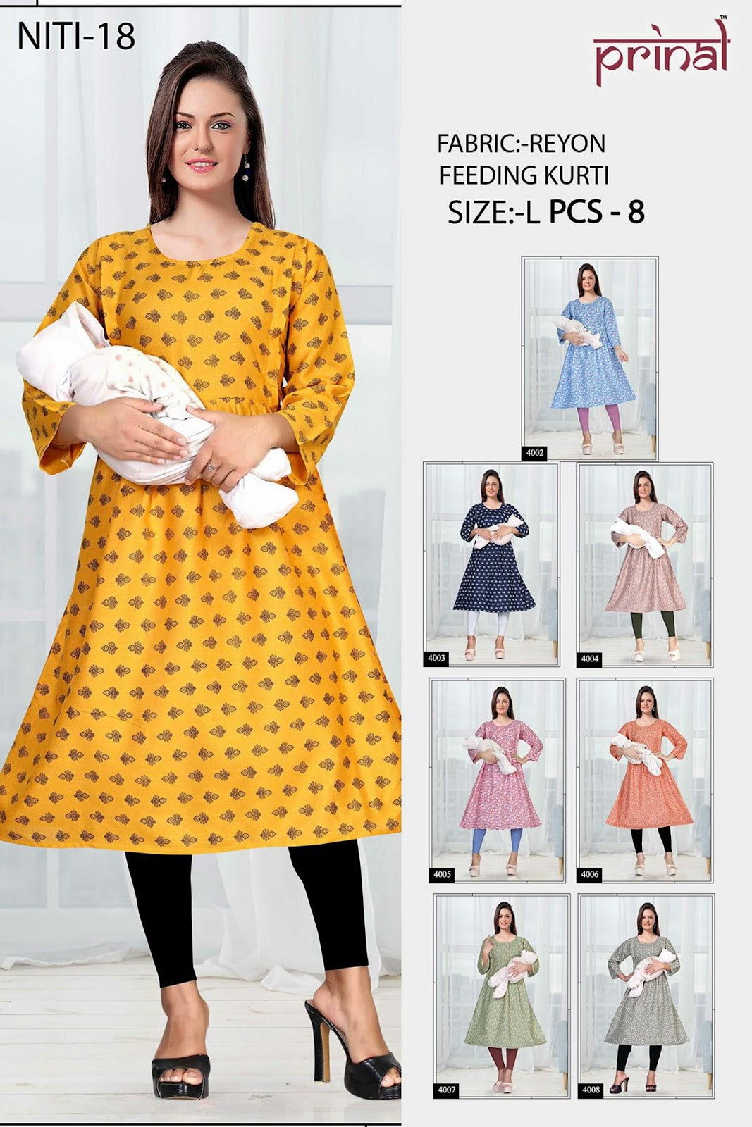 Niti 18 Prinal Rayon Feeding Kurtis Supplier