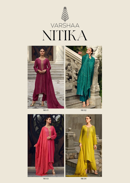 Nitika Varshaa Viscose Pant Style Suits Wholesale Price