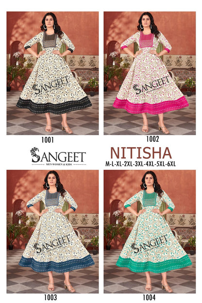 Nitisha Sangeet Heavy Rayon Anarkali Kurtis Wholesale