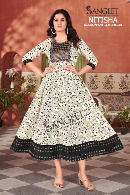 Nitisha Sangeet Heavy Rayon Anarkali Kurtis Wholesale