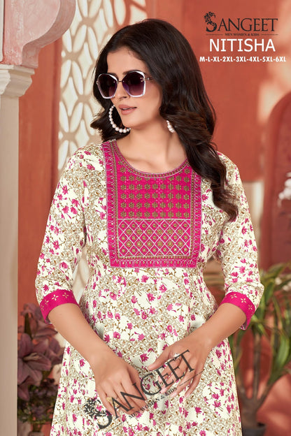 Nitisha Sangeet Heavy Rayon Anarkali Kurtis Wholesale