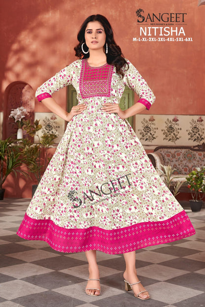 Nitisha Sangeet Heavy Rayon Anarkali Kurtis Wholesale